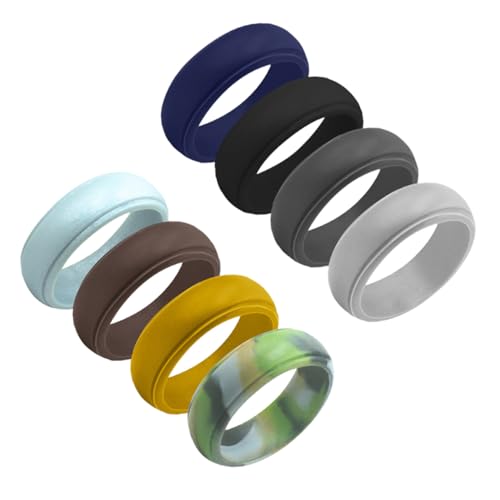Healeved 8 Stück Teiliges Bunte Silikonringe Herren Flexibel Atmungsaktiv Sport Outdoor Fingerband für Training Schwimmen Tauchen von Healeved