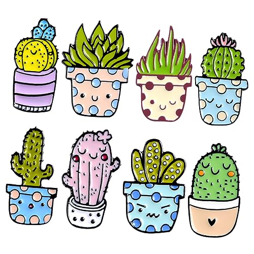 Healeved 8 Stück Teiliges Pflanzen Broschen Cactus Form Anstecknadeln für Kleidung Rucksack Lässige Mode Accessoires Zufälliger Stil für und Tägliches Tragen von Healeved