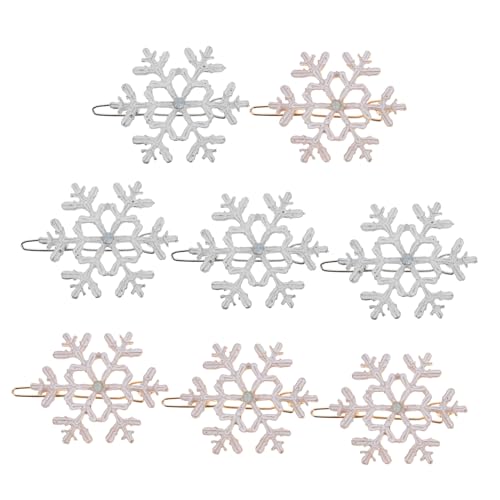Healeved 8 Stück Teiliges Schneeflocken-haarspangen aus Langlebigem Legierungsmaterial Fest Haltend Glitzernde Weihnachts-haarschmuckclips für Frauen und Mädchen für Alltag Festtage und von Healeved