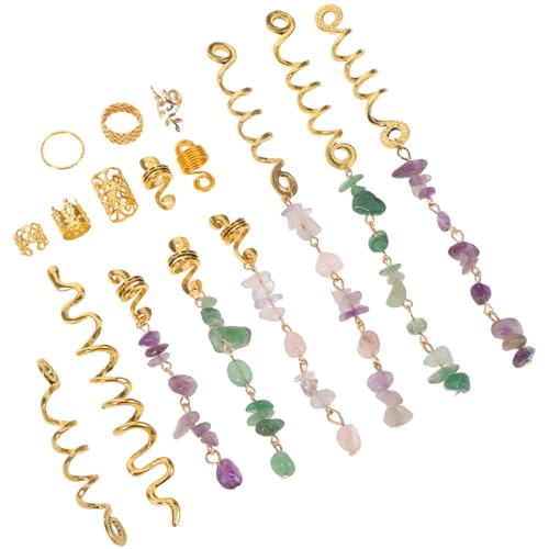 Healeved 80 Stück Dreadlock Hair mit Natursteinanhängern Ethno-inspirierte Metall-haarschmuck Ringe für Zöpfe Vielseitige Styling-optionen für Frauen Festivals und Alltagslooks von Healeved