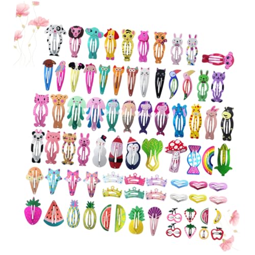 Healeved 80 Stück Teiliges Haarklammer für Mädchen Bunte Candy Farben Langlebige Haarspangen Niedliche Tier und Frucht Designs Rutschfestes Haarschmuck für Alltag und Festlichkeiten von Healeved
