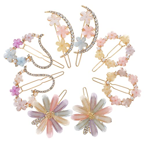 Healeved 8-teiliges Blumen-haarnadel-set Modische Haarspangen Aus Kristallmetall Stilvolle Dekorative Haarspangen Für Frauen Verleiht Ihrem Look Glamour von Healeved