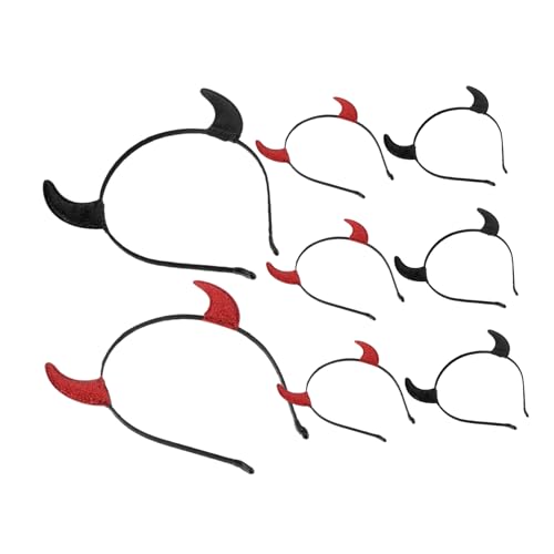 Healeved 8stücke Teufelshörner-stirnband Mit Glitzer Dämonenhörner-haarband Für Halloween-kostüm Cosplay-dämonenohren Kostüm-accessoire Maskerade-kopfbedeckung von Healeved