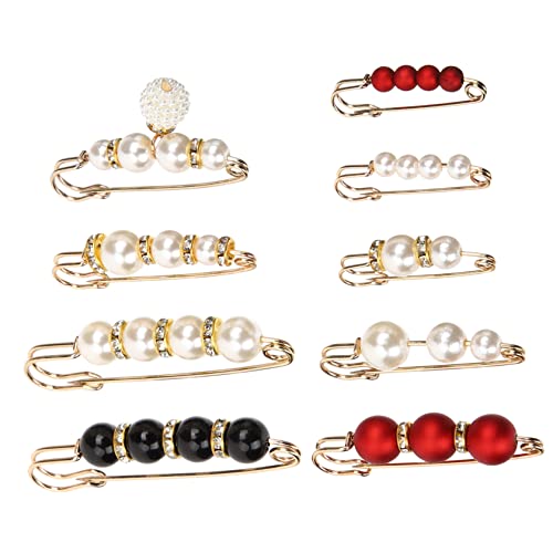 Healeved 9 Stück Teiliges Damen Broschen Clips Pullover Schal Clips Perlenbesetzte Kleidungsgarnitur zur Fixierung von Schals für Blusen Kleider Pullover von Healeved