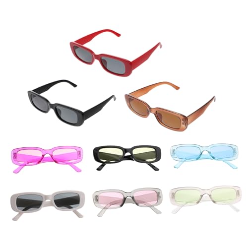 Healeved 9 Stück Teiliges Retro Rechteckige Sonnenbrillen Unisex Stylische Vintage Eyewear Farbvielfalt für Party Festival Sommerreise Healeved 9 Stück Teiliges Retro Rechteckige Sonnenbrillen Unisex Stylische Vintage Eyewear Farbvielfalt für Party Festival Sommerreise von Healeved