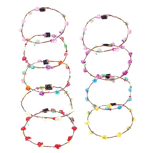 Healeved 9stücke Pack Leuchtende Blumenkronen-stirnbänder Party-kopfschmuck Für Damen Und Mädchen Gemischte Farben von Healeved