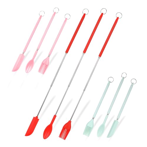 Healeved 9stücke Teleskopspatel Aus Silikon Kleine Spatel Kleine Löffel Spatel Aus Silikon Löffel Aus Glasspatel Kochspatel Küchenutensilien Kosmetikartikel Kosmetikspatel von Healeved