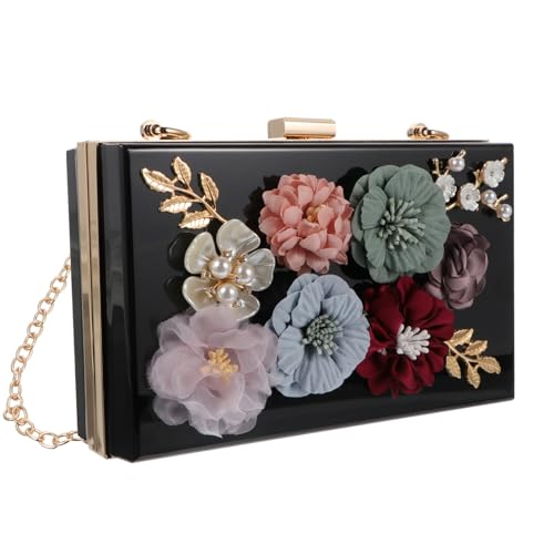 Healeved Acryl Flower Clutch Bag Damen Abendtasche Hochzeits Tasche Small Square Purse Elegant für Fest Bankett Party von Healeved