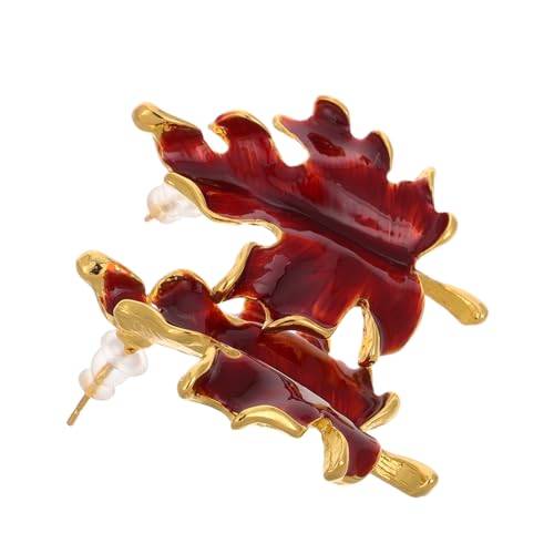 Healeved Ahornblatt Ohrstecker Damen Herbst Ohrringe mit Glänzendem Finish Zierliche Herbst Accessoires für Alltag und Thanksgiving Rot von Healeved