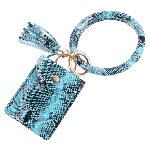 Healeved Alligator Print Schlüsselanhänger mit Quasten Handgelenktasche Münzbeutel Modischer Armband-anhänger Leicht Tragbar Geeignet für Münzen und Kleine Gegenstände Hellblau von Healeved