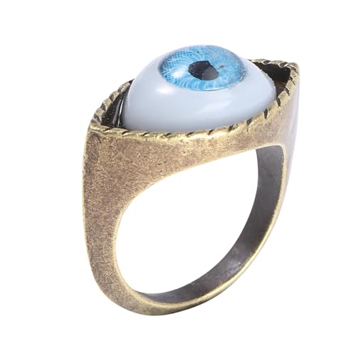 Healeved Alloy Ring Vintage Punk Stil Exaggerated Eye Design Blauer Damen Finger Schmuck Zubehör von Healeved
