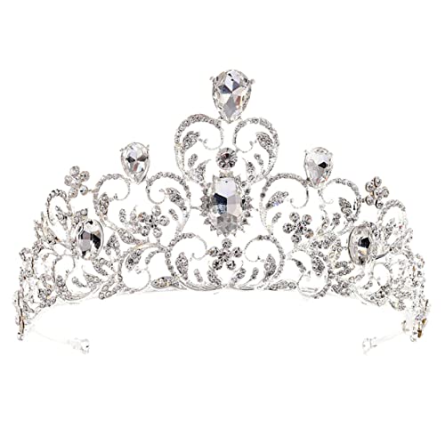 Healeved Alloy Tiara mit Dichten Weißen Strasssteinen Braut Krone Haarschmuck für Damen Stirnband für Hochzeit Party Geburtstag und Festliche Anlässe Einfach zu Tragen und Auffällig von Healeved