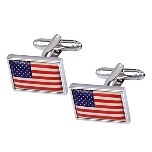 Healeved Amerikanische Flagge Manschettenknöpfe für Herren Quadratisches Design Stilvolle Hemdmanschetten für Besondere Anlässe und Alltagsmode von Healeved