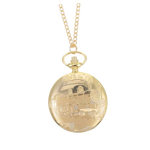 Healeved Antike Goldene Taschenuhr mit Einzigartigem Zugmuster Großes Uhrengesicht Robuste Hängende Uhr Praktische Vintage Uhr für Stilvolle Zeitmessung und Dekoration von Healeved
