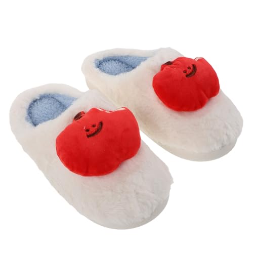 Healeved Apfelpelzschuhe Apfelförmige gemütliche Schuhe Süße Hausschuhe Apple Fluffy Home Pantoffeln Apple Winter Pantoffeln Innenschuhe in der Innenräumung Neuheitspuscheln Plüsch Weiß von Healeved