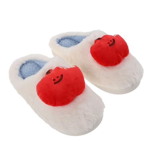 Healeved Apfelpelzschuhe Apple -geformte Hausschuhe Warme Kuschelige Hausschuhe Apfelförmige Gemütliche Schuhe Winter Fuzzy Apple Pantoffeln Süße Plüsch Weiß von Healeved