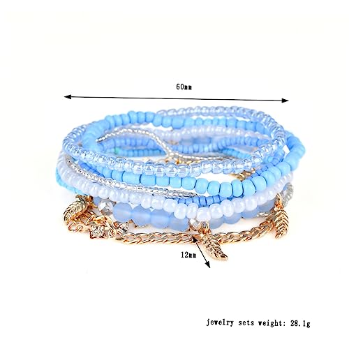 Healeved Elastisches Perlenarmband Für Damen Mehrlagig Strapazierfähig Und Verschleißfest Mit Blattanhänger Leichtgewichtig Modeschmuck-accessoire Schwarz von Healeved