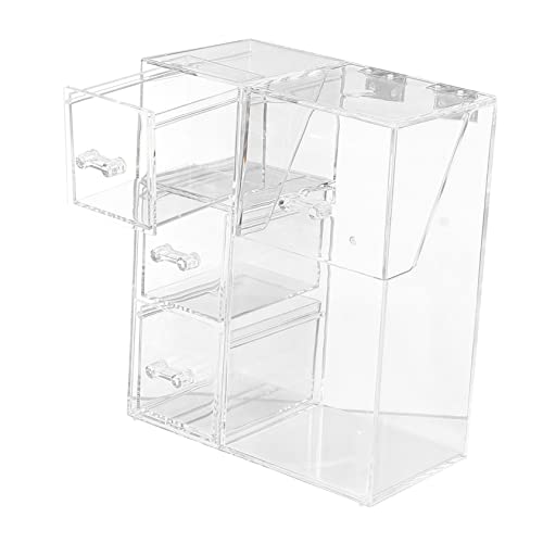 Healeved Decor Kosmetik Organizer Mit Deckel Tragbarer Make-up Pinselhalter Und Aufbewahrungsbox Für Bürsten Transparente Kosmetikbox Für Schlafzimmer Und Bad von Healeved