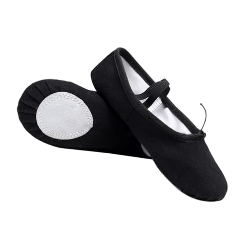 Healeved Ballettschuhe aus Atmungsaktivem Canvas Leicht rutschfest Elastisches Band Tanzschuhe für Yoga Ballett Modern Dance Schwarz von Healeved