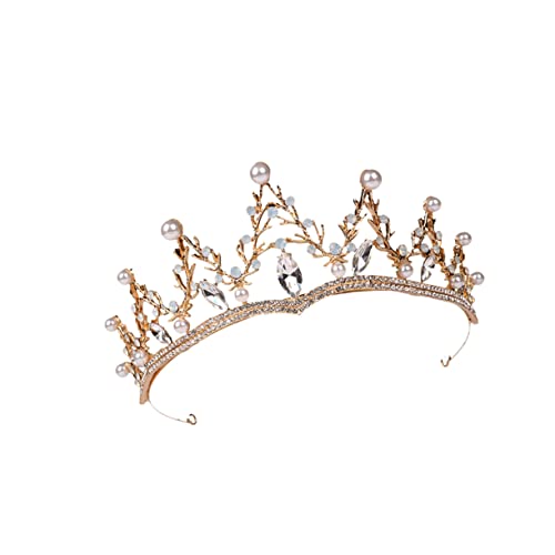 Healeved Barock Haarkrone Goldfarben mit Funkelnden Kristallen Runde Retro Hochzeit Tiara Eleganter Haarschmuck für Braut und Damen und Strahlend für Unvergessliche Festtagsfrisuren von Healeved