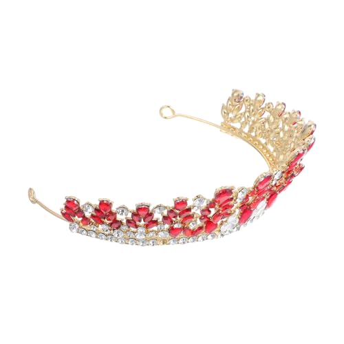 Healeved Barock Vintage Brautkrone mit Strasssteinen Rotes funkelndes Tiara Haaraccessoire für Hochzeit Fotoshooting Party Komfortabel und Sicher Stilvolles Design für Braut und von Healeved