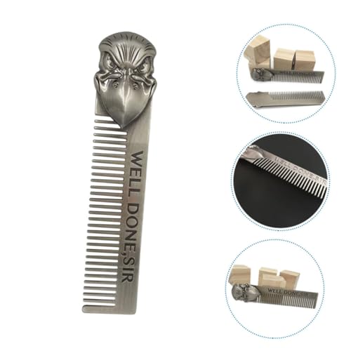 Healeved Bartkamm Feinzahn Kamm Metall Dandruff Comb Präzise Styling Werkzeug für Herren Kompakt Tragbar Robust und Pflegeleicht von Healeved