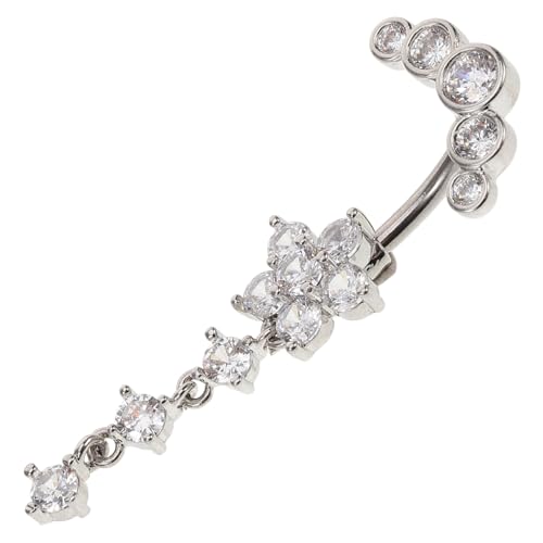 Healeved Bauchnabelpiercing Blumenform Stilvoller Nabelring für Frauen für Partys Clubs Strandmode Langlebig Sicher von Healeved
