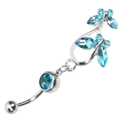 Healeved Bauchnabelpiercing Damen Schmetterling Zirkonia Edelstahl Körper Schmuck Elegantes Nabelring Hautfreundlich Für Strandparty von Healeved