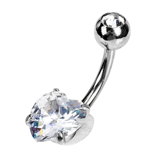 Healeved Bauchnabelring Damen Herz Zirkonia Bauchnabelpiercing Schmuck Silber Kleiner Nabelring Hochglänzend Hautfreundlich von Healeved