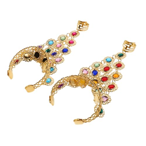 Healeved Bauchtanz Armband mit Ring Elegantes Handkettchen mit Funkelnden Strasssteinen für Frauen Langlebiger Metall-schmuck für Bühnenauftritte und Bauchtanzkostüme von Healeved
