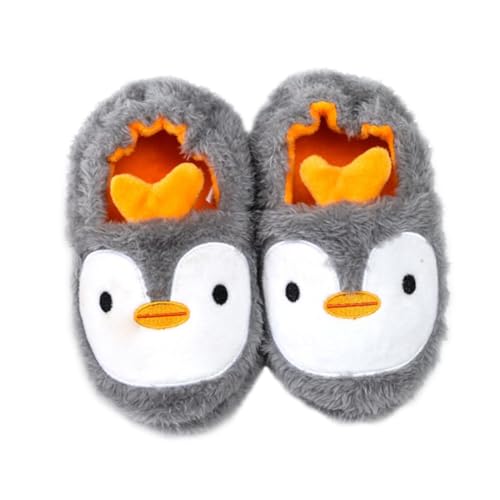 Healeved Baumwoll Hausschuhe Herbst Winter Warm Fleecegefüttert Cartoon Pinguin Design Rutschfeste Sohle Weiche Slipper für Jungen Mädchen Innenbereich von Healeved
