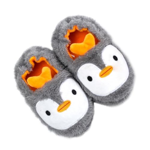 Healeved Baumwollhausschuhe mit Cartoon-pinguinmotiv Warm Rutschfeste Sohlen Geschlossen Atmungsaktiv Weiche Kinderhausschuhe für Herbst und Winter Geschenk für Jungen und Mädchen von Healeved