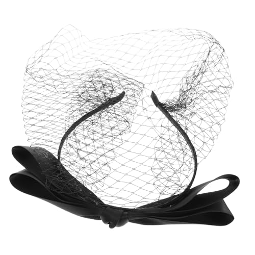 Healeved Bedecktes Mesh-stirnband Fascinator-stirnband Für Damen Stirnband Mit Schleier Beerdigung Haarnetze Für Damen Lolita-kleid Kronenkopfschmuck Hut Gittergewebe Black von Healeved