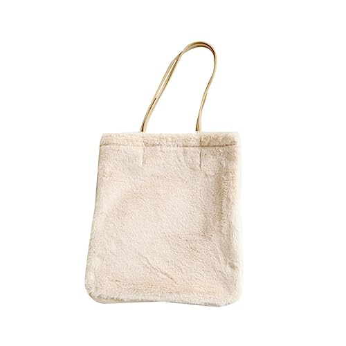 Healeved Beige Damen Schultertasche aus Dickem Plüsch Weiche Crossbody Umhängetasche für Mädchen Strapazierfähige Messenger Bag Vielseitig für Schule Reisen und Freizeit Geeignet von Healeved