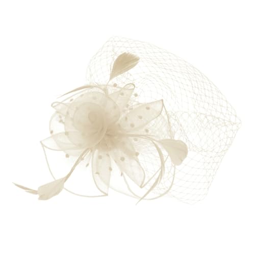 Healeved Beige Netzfederschmuck Kopfschmuck Party Haaraccessoire Leicht Fester Halt für Performance Cosplay von Healeved