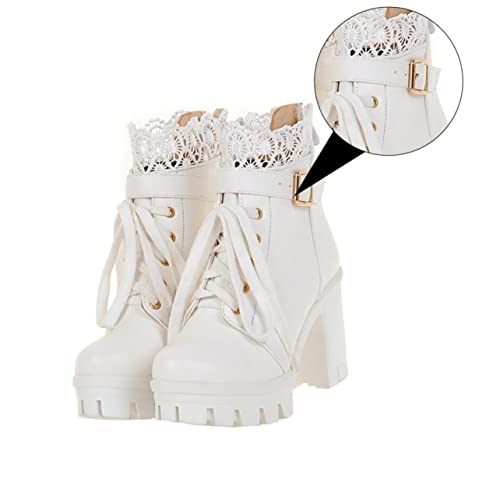 Healeved Bequeme Damen Stiefeletten Kurzschaft mit Breitem Absatz High Heel Boots für Herbst und Winter Stilvoller Komfort für Damen bei Formellen Anlässen von Healeved