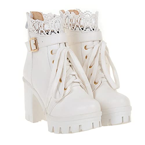 Healeved Bequeme Damen Stiefeletten PU Leichtgewichtige Kurzschaft Stiefel mit Absatz Herbst Winter Schuhe für Party Arbeit Alltag von Healeved