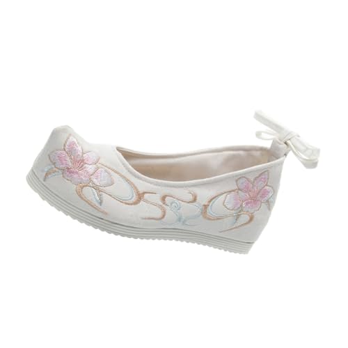 Healeved Bestickte Ancient Style Hanfu Schuhe Damen Embroidered Performance Shoes mit Innenabsatz Weiß Leicht und für Traditionelle Auftritte von Healeved