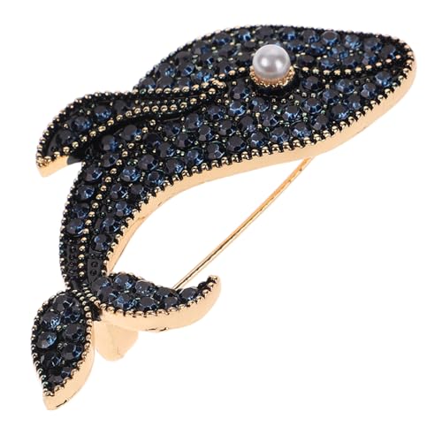 Healeved Blaue Strass Wal Brosche Tiermotiv Anstecknadel für Damen Pullover Schal Clip Mode Schmuck Geschenk Valentinstag Zubehör von Healeved