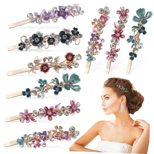 Healeved Flower Hair Collection 12-teiliges Haarspangen-set Mit Strassverzierung Für Damen Stilvolle Haar-accessoires Für Mädchen Bobby-set Mit Breiter Kante von Healeved