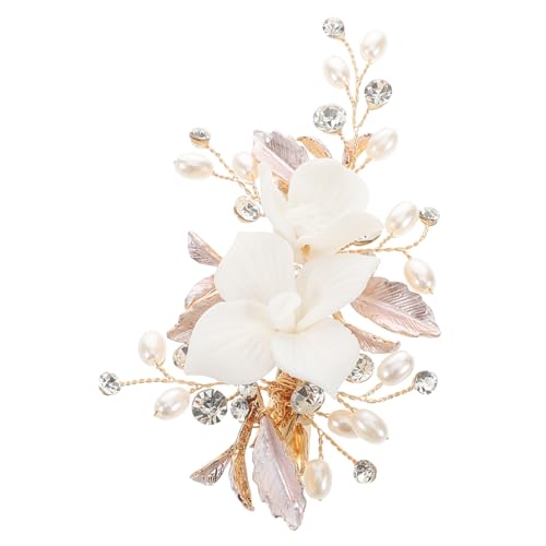 Healeved Blumen-haarclip Keramik Mit Perlen Für Hochzeiten Und Fotoshootings Braut-haaraccessoire Rutschfester Haarklammer Für Damen Stilvolles Blumendesign Gold von Healeved