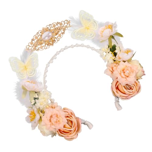 Healeved Blumenkranz Haarschmuck für Frauen Vintage Flower Crown Tiara für Hochzeiten Verlobungen Kostümpartys Fotografie Leicht für Anlässe von Healeved