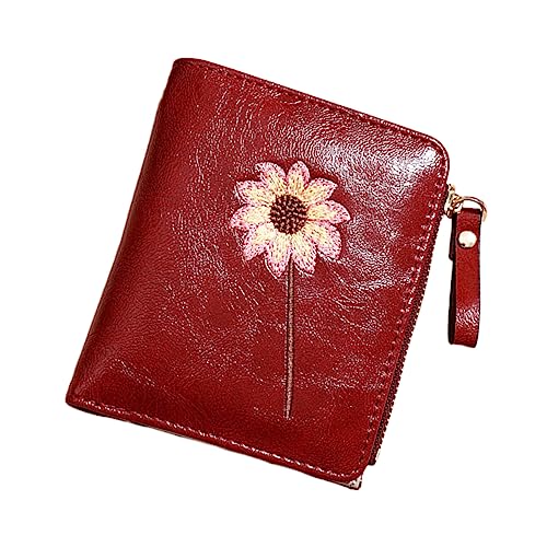 Healeved Faltbare Damen-geldbörse Aus Pu-Material Mit Blumenmuster Kurze Münztasche Wechseltasche Mehrfach Gefaltetes Design Für Einfachen Zugriff Bargeld Und Karten Praktisch Und Kompakt von Healeved