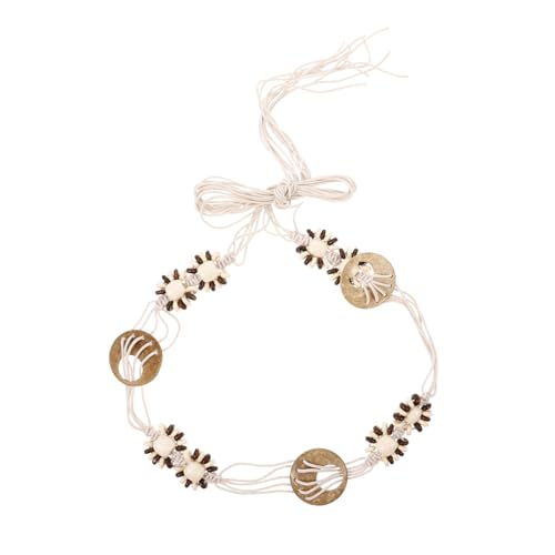 Healeved Böhmischer Gürtel Sommer häkeln Perlen Gewebte flechten Böhmische Halsketten für Damen Böhmische Zopfkette Boho-Häkelzöpfe Böhmisches Handseil Baumwolle Beige von Healeved