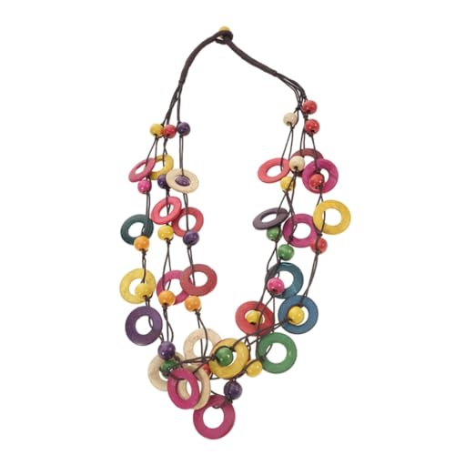 Healeved Bohemia Mehrschichtige Kokosnussschale Halskette Damen Bunte Handgefertigte Vintage Geometrische Perlenkette Boho Schmuck Geschenk für Frauen Geburtstag Alltagsmode von Healeved