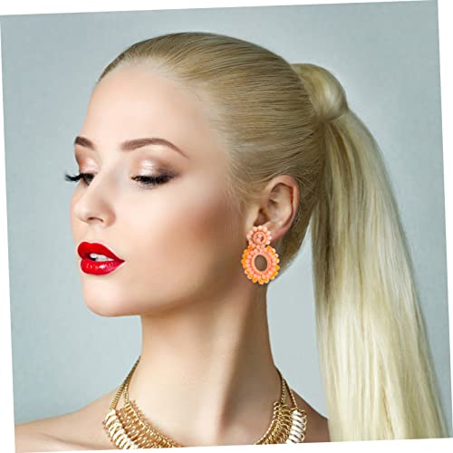 Healeved Boho Beaded Ohrringe Damen Gewebte Tropfenform Kreative Minimalistische Modeschmuck Leichte Statement Ohrhänger für Alltag Party Strand Orange von Healeved