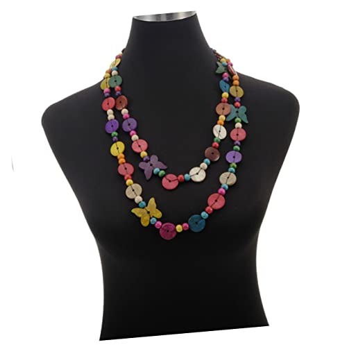Healeved Webkette Mit Kokosnuss Muschel Anhänger Lange Damen Halskette Aus Holzperlen Im Boho Stil Ketten Für Mädchen Und Frauen Passend Für Party Urlaub Strand Geburtstag von Healeved