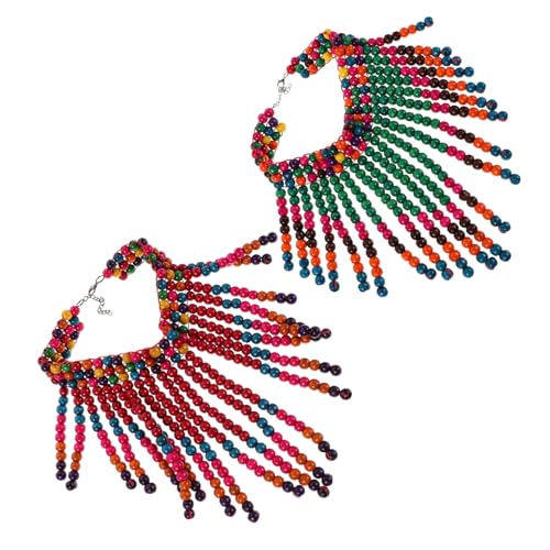 Healeved Boho Stil Afrikanische Halskette für Damen mit Bunten Holzperlen und Quaste Leichtes Handgefertigtes Schmuckstück für Alltag Büro und Besondere Anlässe in Grün Healeved Boho Stil Afrikanische Halskette für Damen mit Bunten Holzperlen und Quaste Leichtes Handgefertigtes Schmuckstück für Alltag Büro und Besondere Anlässe in Grün von Healeved