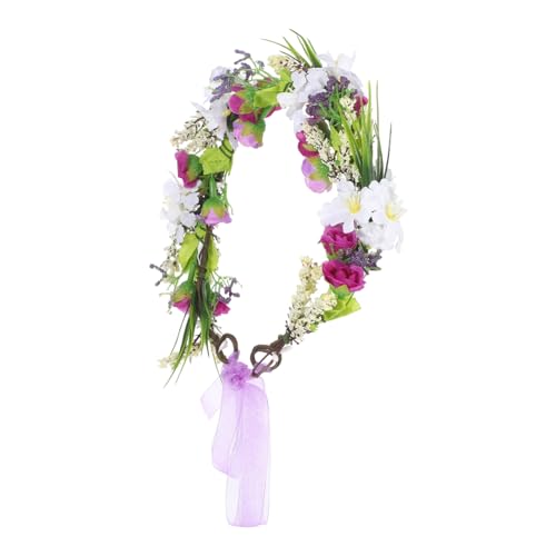 Healeved Boho -haarzubehör Mädchen Blumenkrone Brauthaarzubehör Getrocknete Blumenkrone Boho Blumenstirnband Brautstirnband Hochzeitshaarstück Frauen Polyester Violett von Healeved