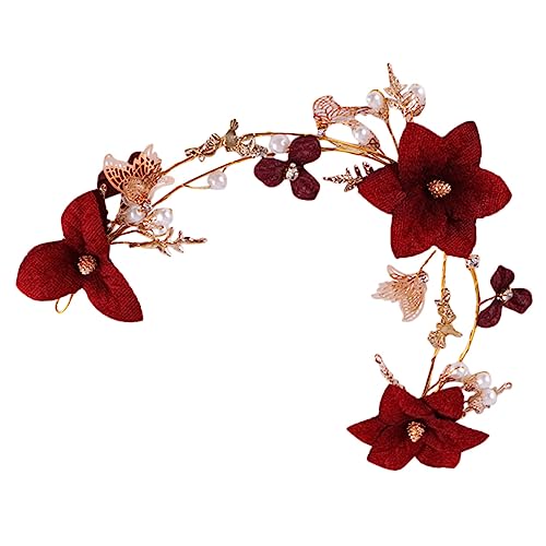 Healeved Braut Haarschmuck Mit Roten Blumen Hochzeitskopfband Eleganter Kopfschmuck Für Frauen Und Mädchen Romantisches Haaraccessoire Für Braut Und Ihre Gäste Leicht Langlebig Stilvoll Und von Healeved